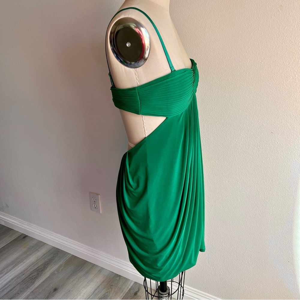 BCBGMaxazria Medium Emerald Green Open Back Mini Dress Strapless Straps - Picture 4 of 16